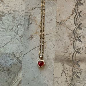 Red and Gold Heart Necklace